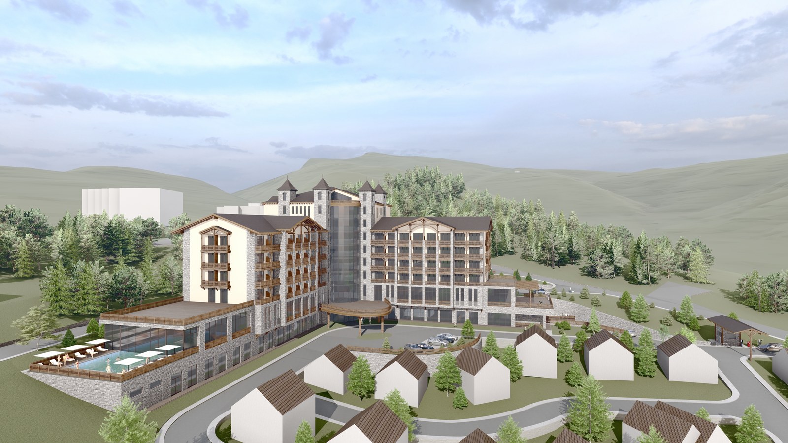 Terraces and the outdoor pool
